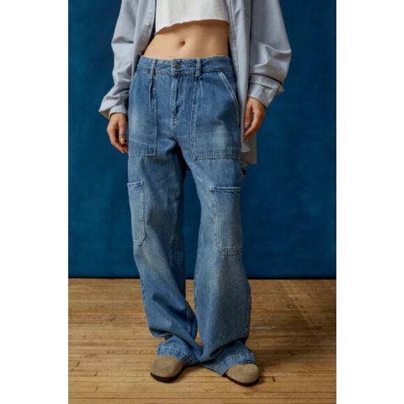 Urban Outfitters Denim - Urban Outfitters BDG Julian Wide Leg Cargo Jeans Large Pocket Slouchy Utility 27